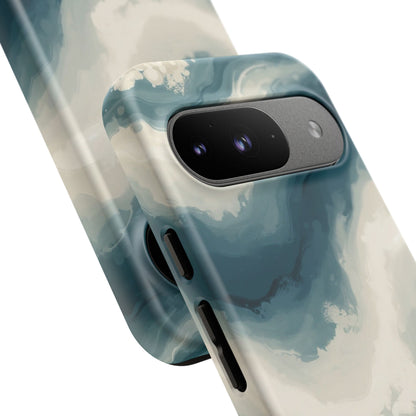 Ocean Wave Marble Phone Case — Teal & Ivory Abstract Tough Case