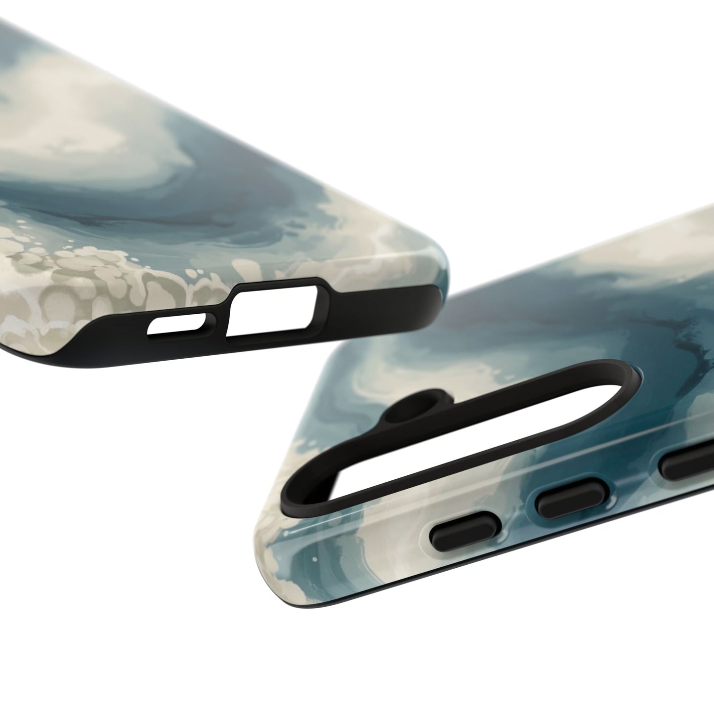 Ocean Wave Marble Phone Case — Teal & Ivory Abstract Tough Case