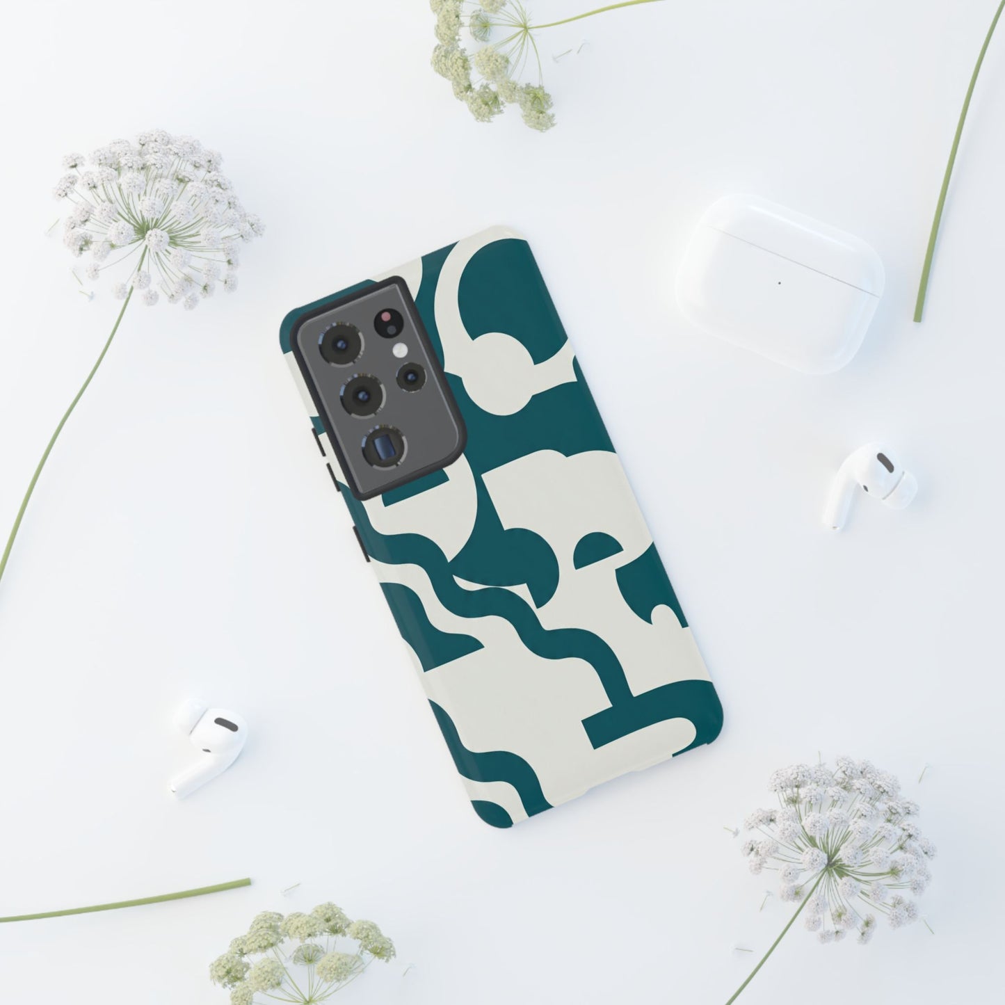Abstract Teal Pattern Phone Case — Modern Geometric Tough Case
