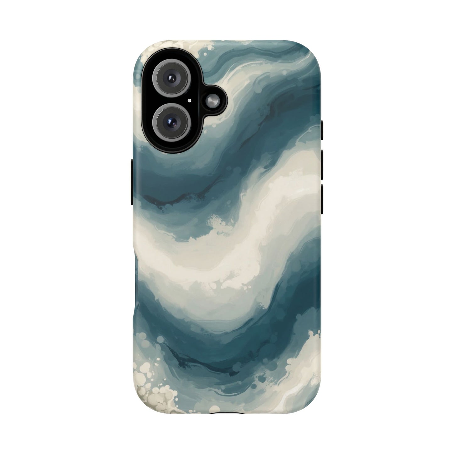 Ocean Wave Marble Phone Case — Teal & Ivory Abstract Tough Case