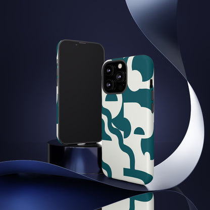 Abstract Teal Shapes Phone Case — Modern Geometric Tough Case