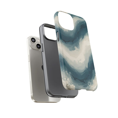 Ocean Wave Marble Phone Case — Teal & Ivory Abstract Tough Case