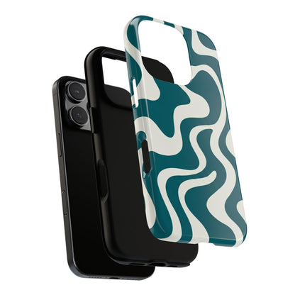 Teal Retro Swirl Tough Phone Case