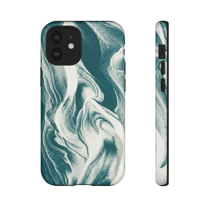 Marble Teal Tough Phone Case — Swirl Pattern Protective Cover