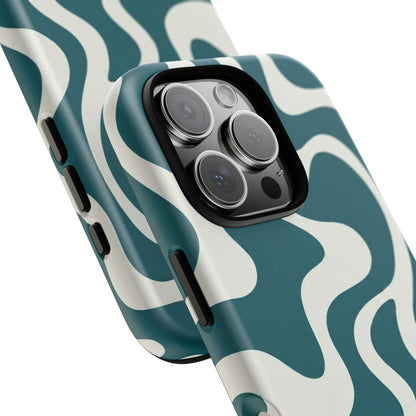 Teal Retro Swirl Tough Phone Case