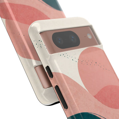 Abstract Sunset Phone Case — Pink & Teal Wave Tough Case