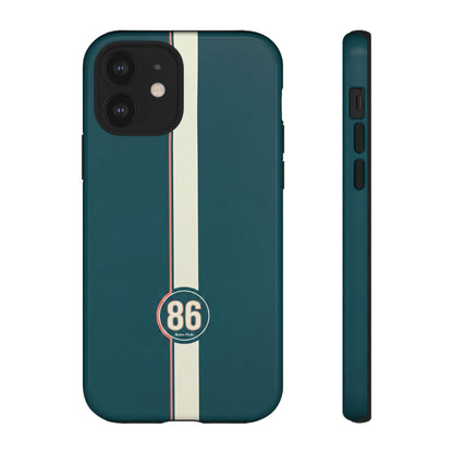 Racing Stripe Phone Case - Retro Teal with Number 86