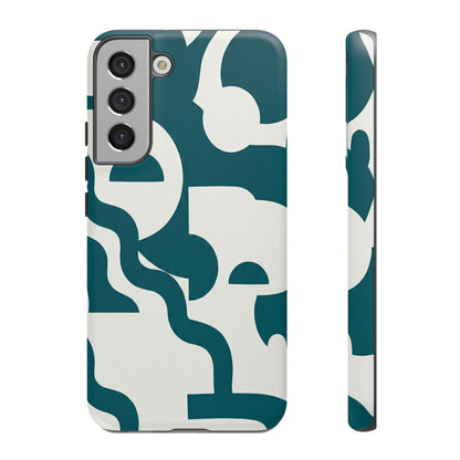 Abstract Teal Pattern Phone Case — Modern Geometric Tough Case