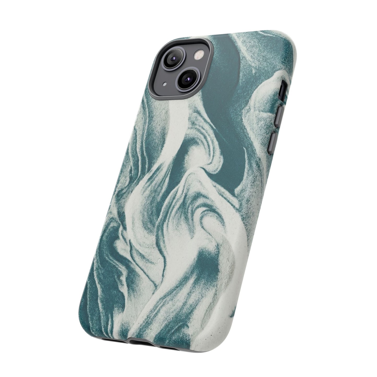 Marble Teal Tough Phone Case — Swirl Pattern Protective Cover