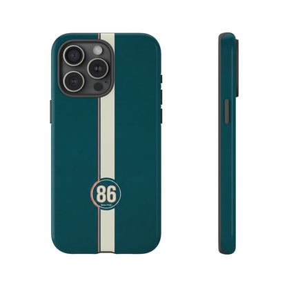 Racing Stripe Phone Case - Retro Teal with Number 86