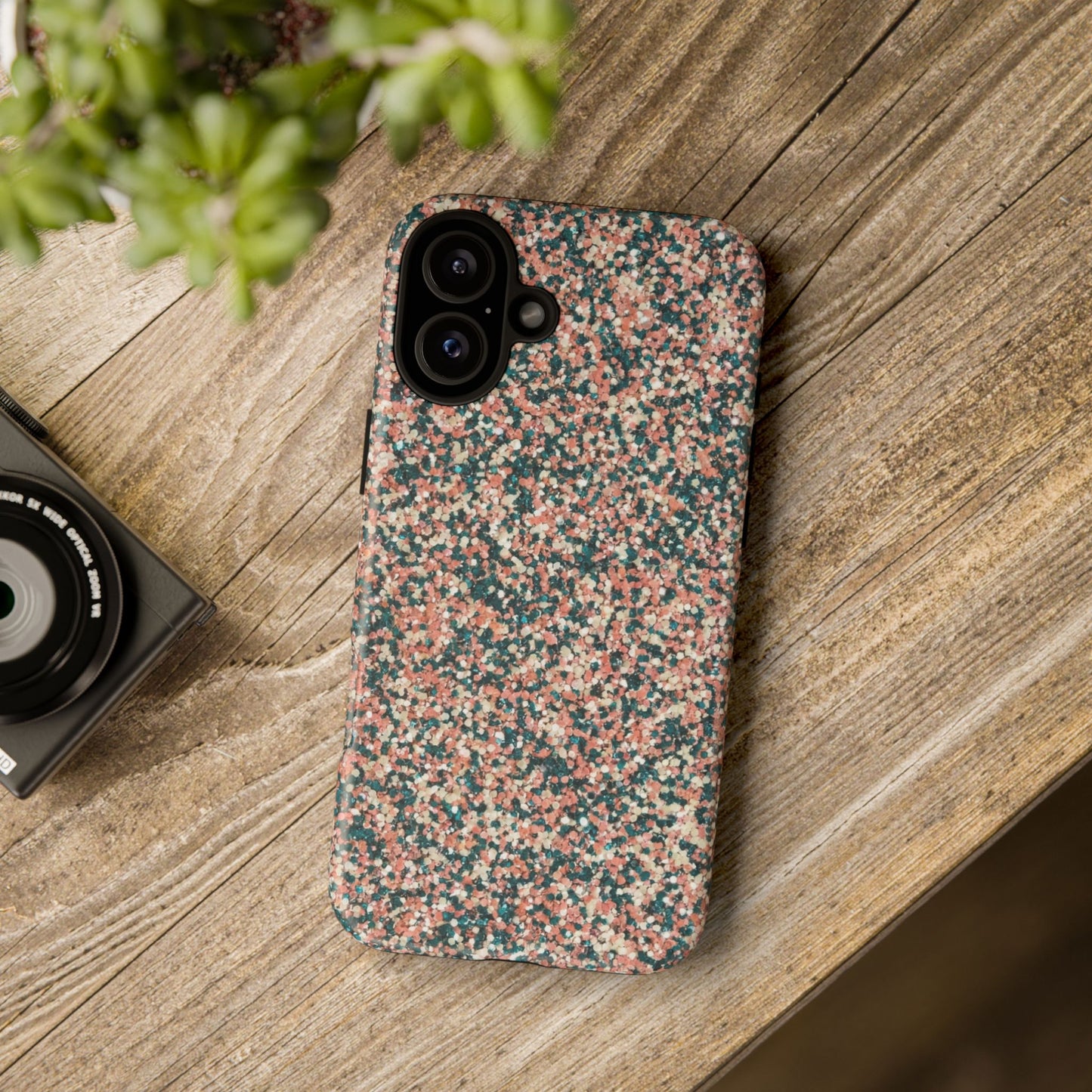 Glitter Speckle Tough Phone Case — Pink & Teal Protective Cover