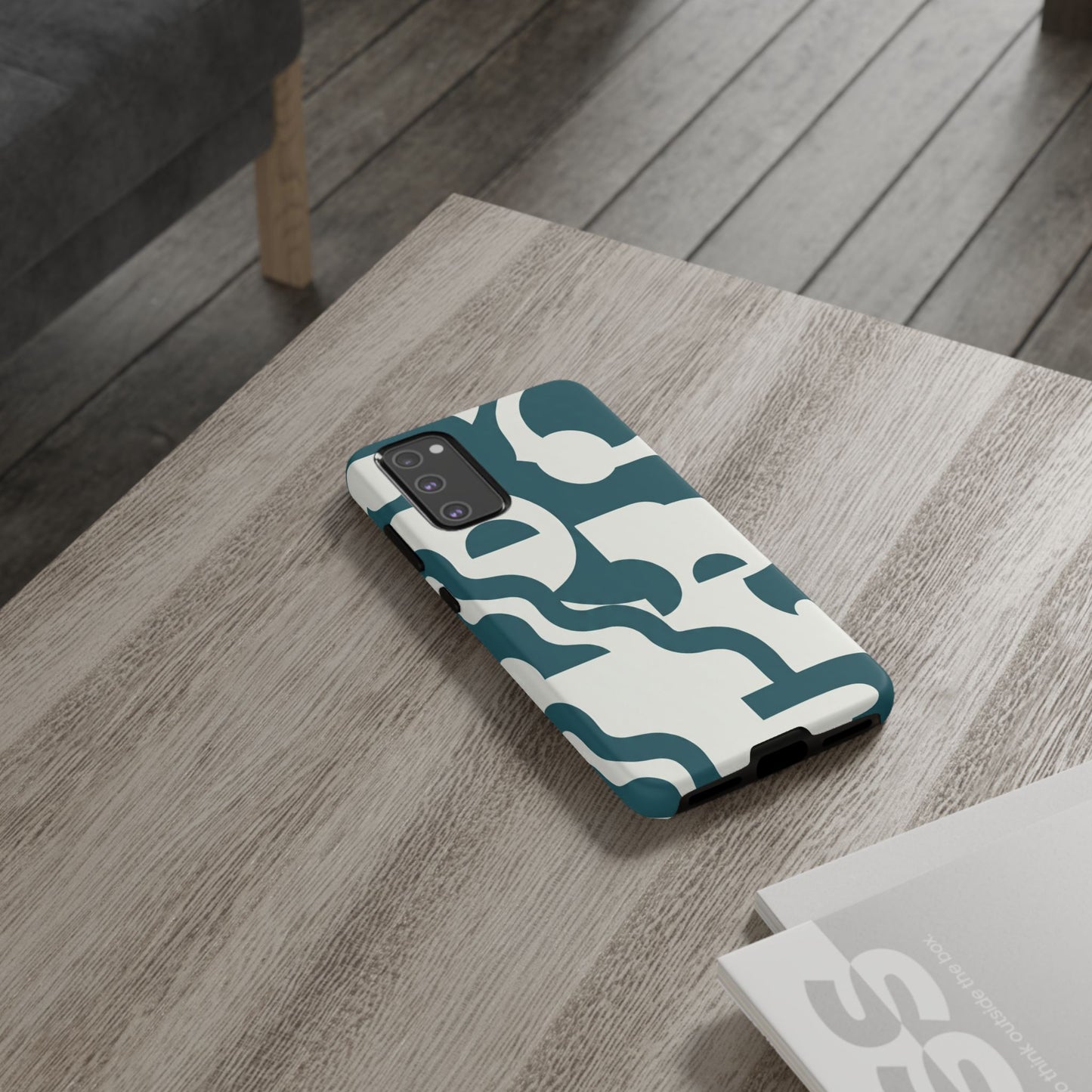 Abstract Teal Pattern Phone Case — Modern Geometric Tough Case