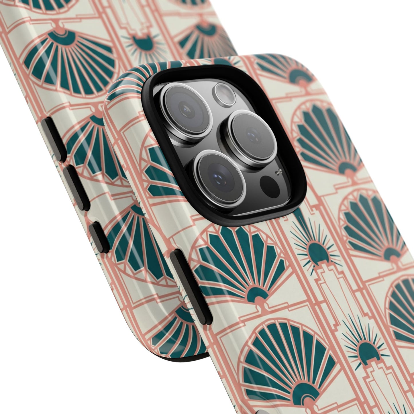 Art Deco Fan Pattern Tough Phone Case — Retro Geometric iPhone Cover