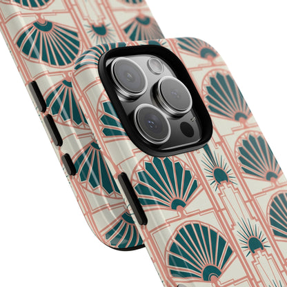 Art Deco Fan Pattern Tough Phone Case — Retro Geometric iPhone Cover