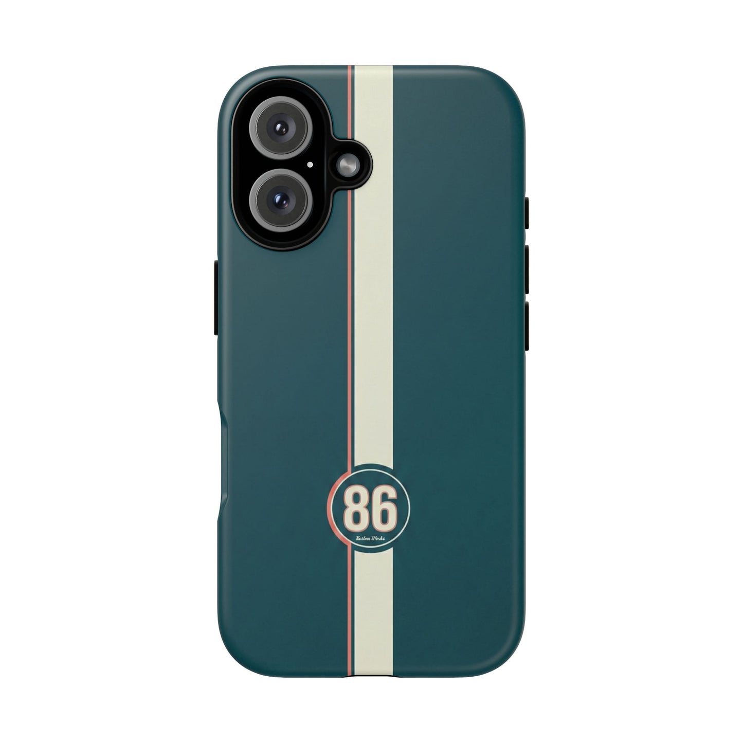Racing Stripe Phone Case - Retro Teal with Number 86