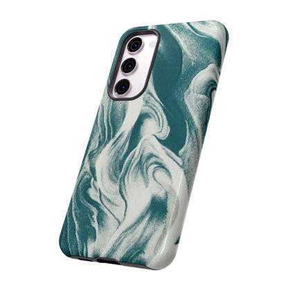 Teal Marble Tough Phone Case — Protective Artistic Swirl Design