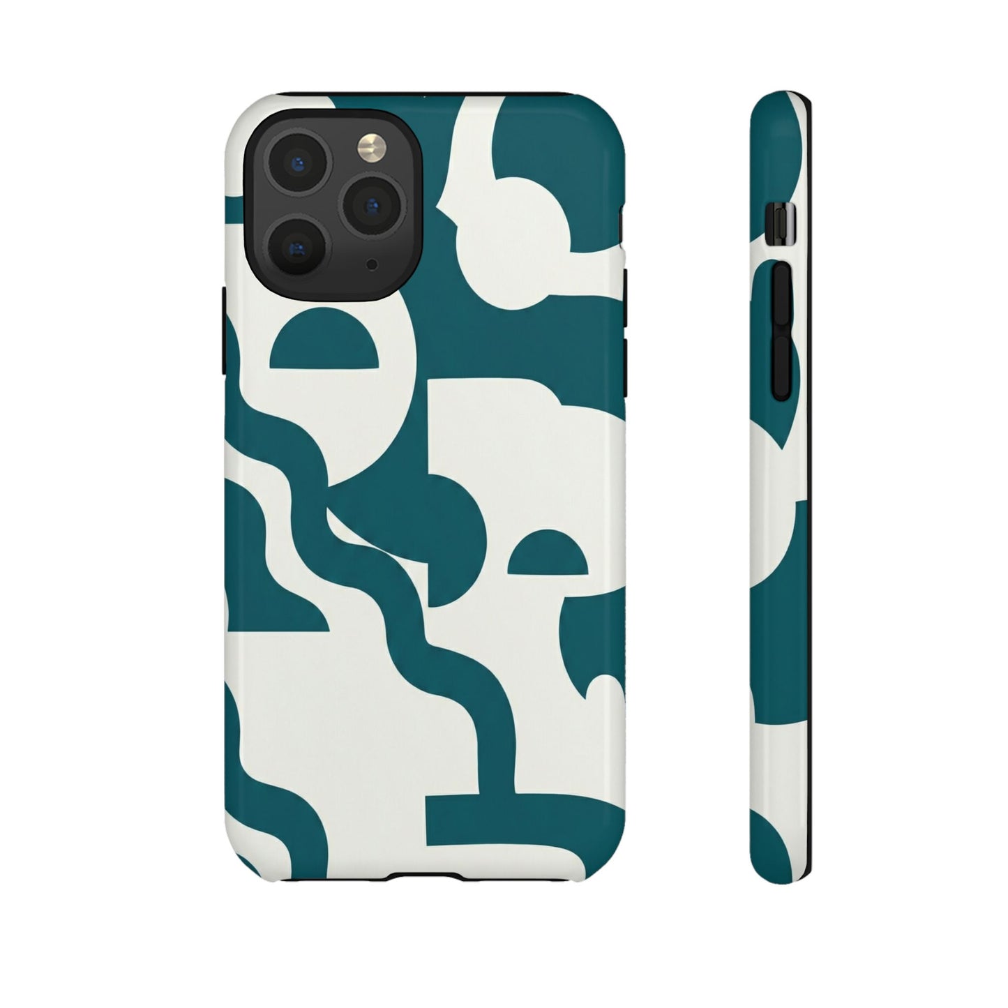 Abstract Teal Shapes Phone Case — Modern Geometric Tough Case