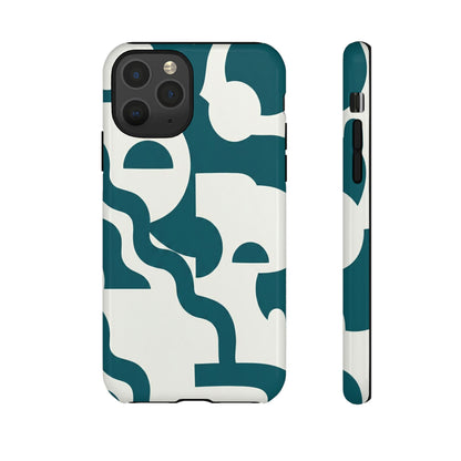 Abstract Teal Shapes Phone Case — Modern Geometric Tough Case