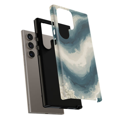 Ocean Wave Marble Phone Case — Teal & Ivory Abstract Tough Case