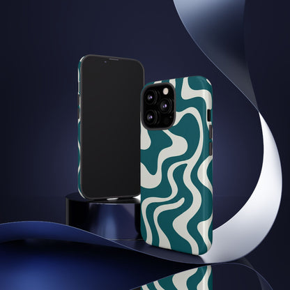 Teal Retro Swirl Tough Phone Case
