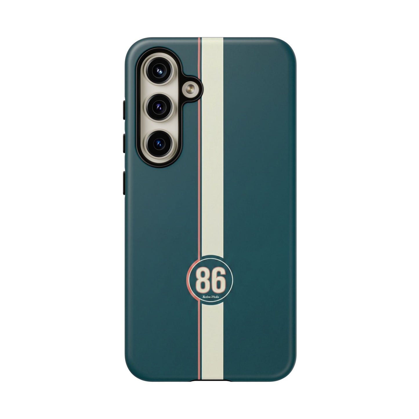 Racing Stripe Phone Case - Retro Teal with Number 86