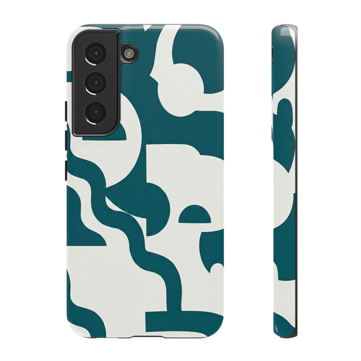 Abstract Teal Pattern Phone Case — Modern Geometric Tough Case