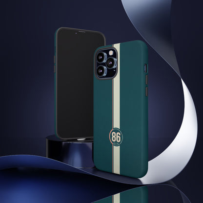 Racing Stripe Phone Case - Retro Teal with Number 86