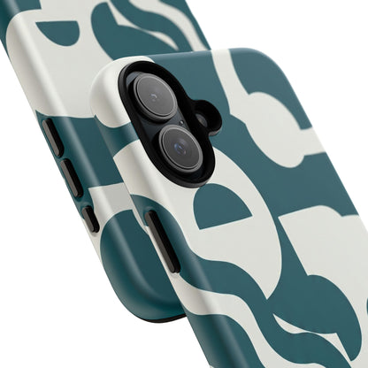 Abstract Teal Shapes Phone Case — Modern Geometric Tough Case