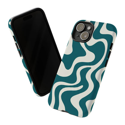 Teal Retro Swirl Tough Phone Case