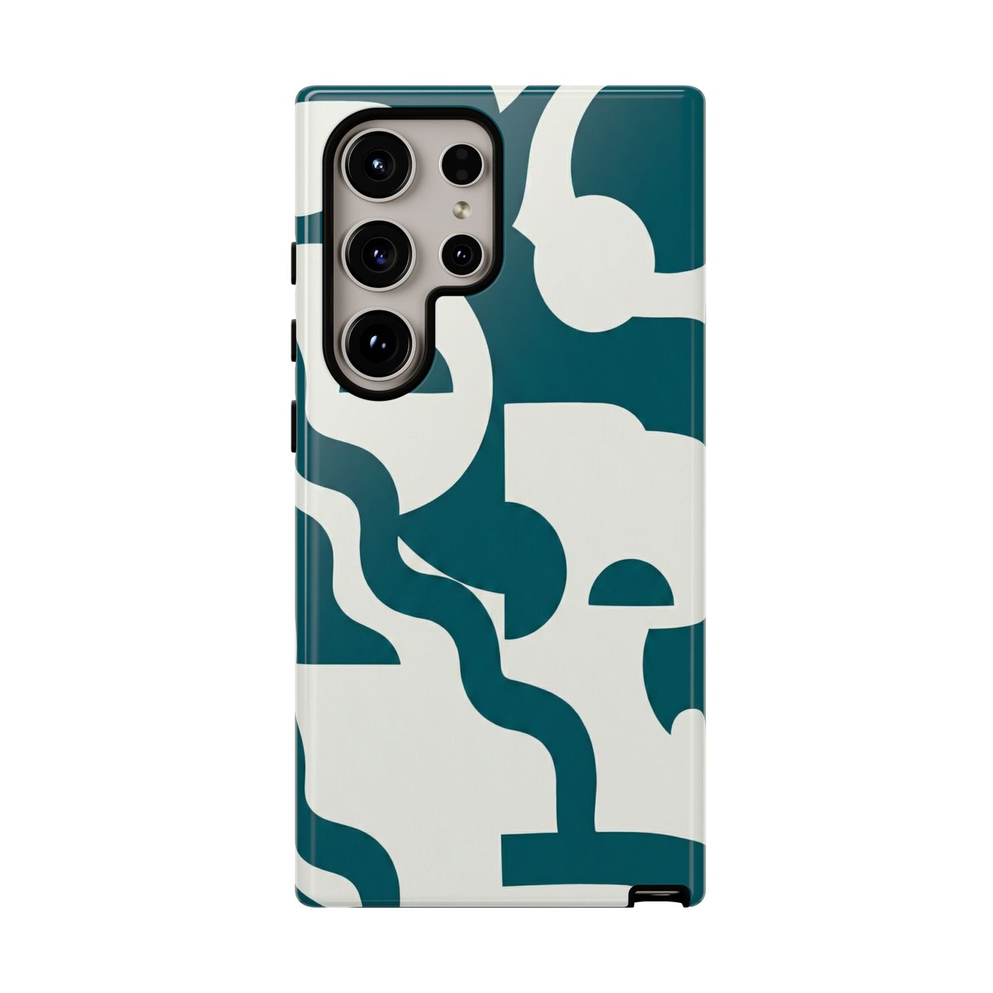 Abstract Teal Pattern Phone Case — Modern Geometric Tough Case