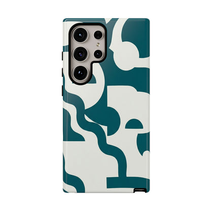 Abstract Teal Pattern Phone Case — Modern Geometric Tough Case