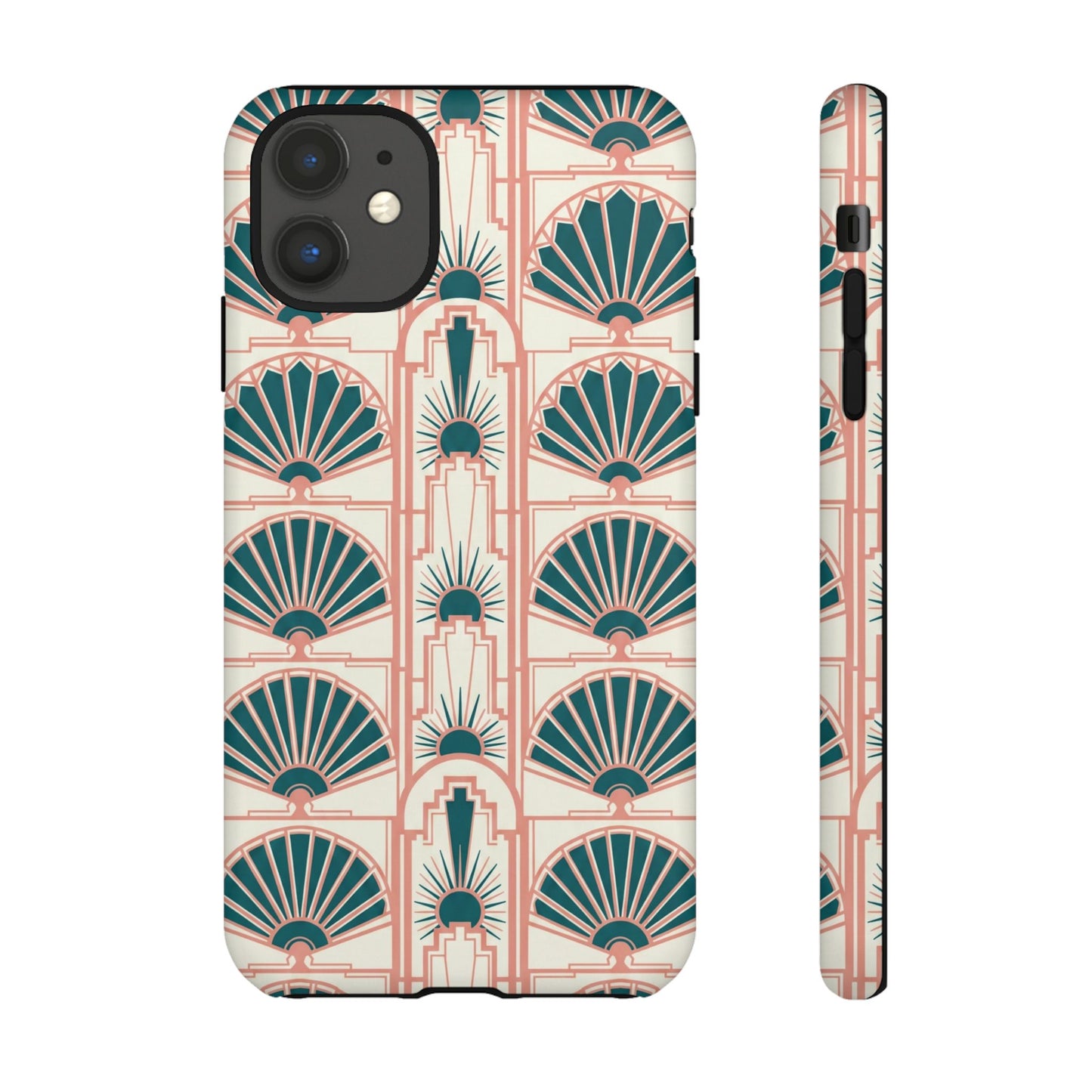 Art Deco Fan Pattern Tough Phone Case — Retro Geometric iPhone Cover