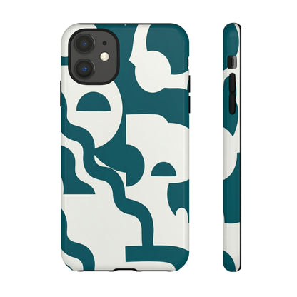 Abstract Teal Shapes Phone Case — Modern Geometric Tough Case