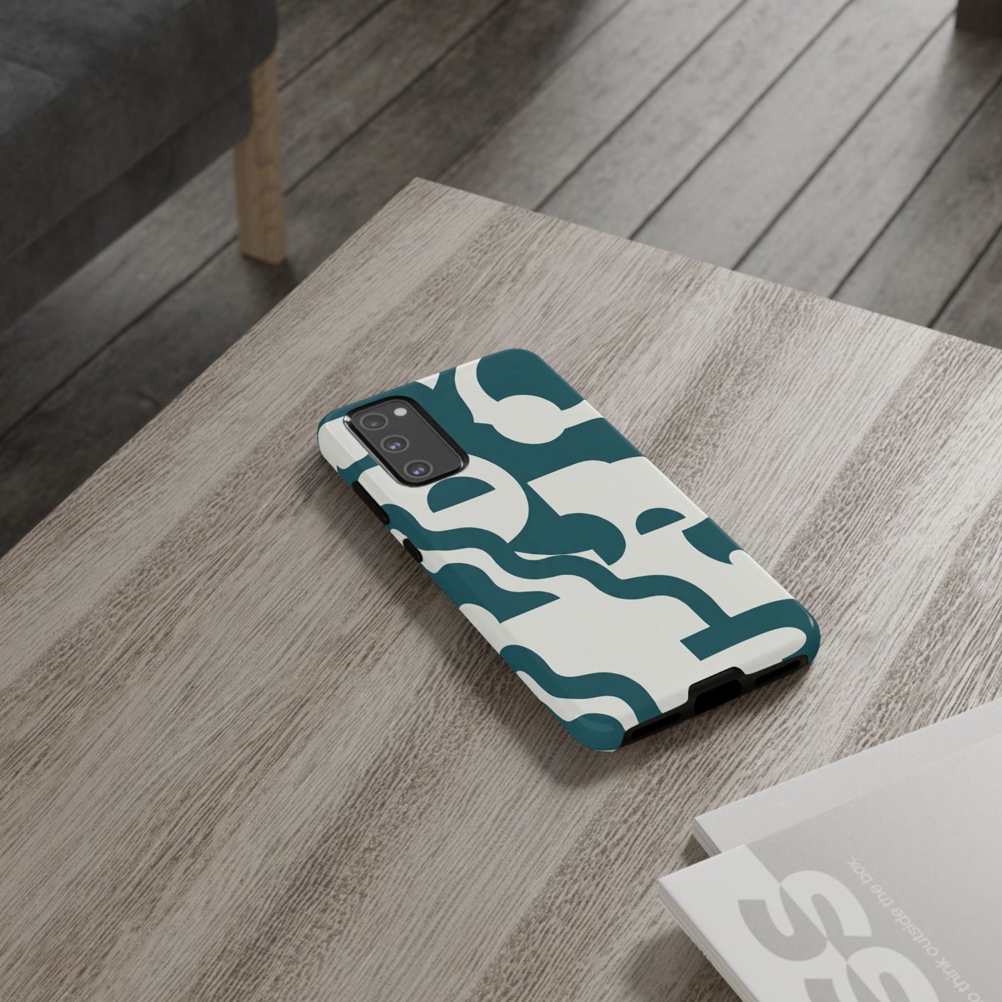 Abstract Teal Pattern Phone Case — Modern Geometric Tough Case