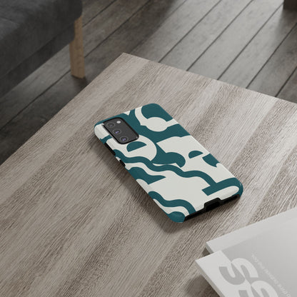 Abstract Teal Pattern Phone Case — Modern Geometric Tough Case