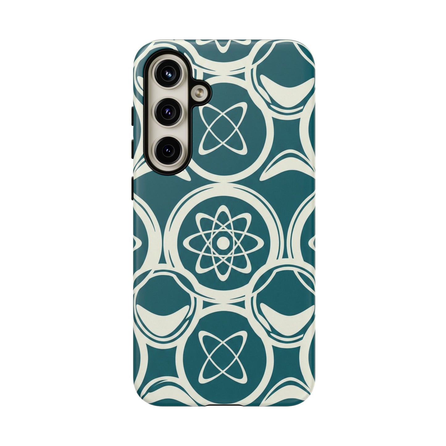 Atomic Geo Tough Phone Case — Teal Retro Science Pattern