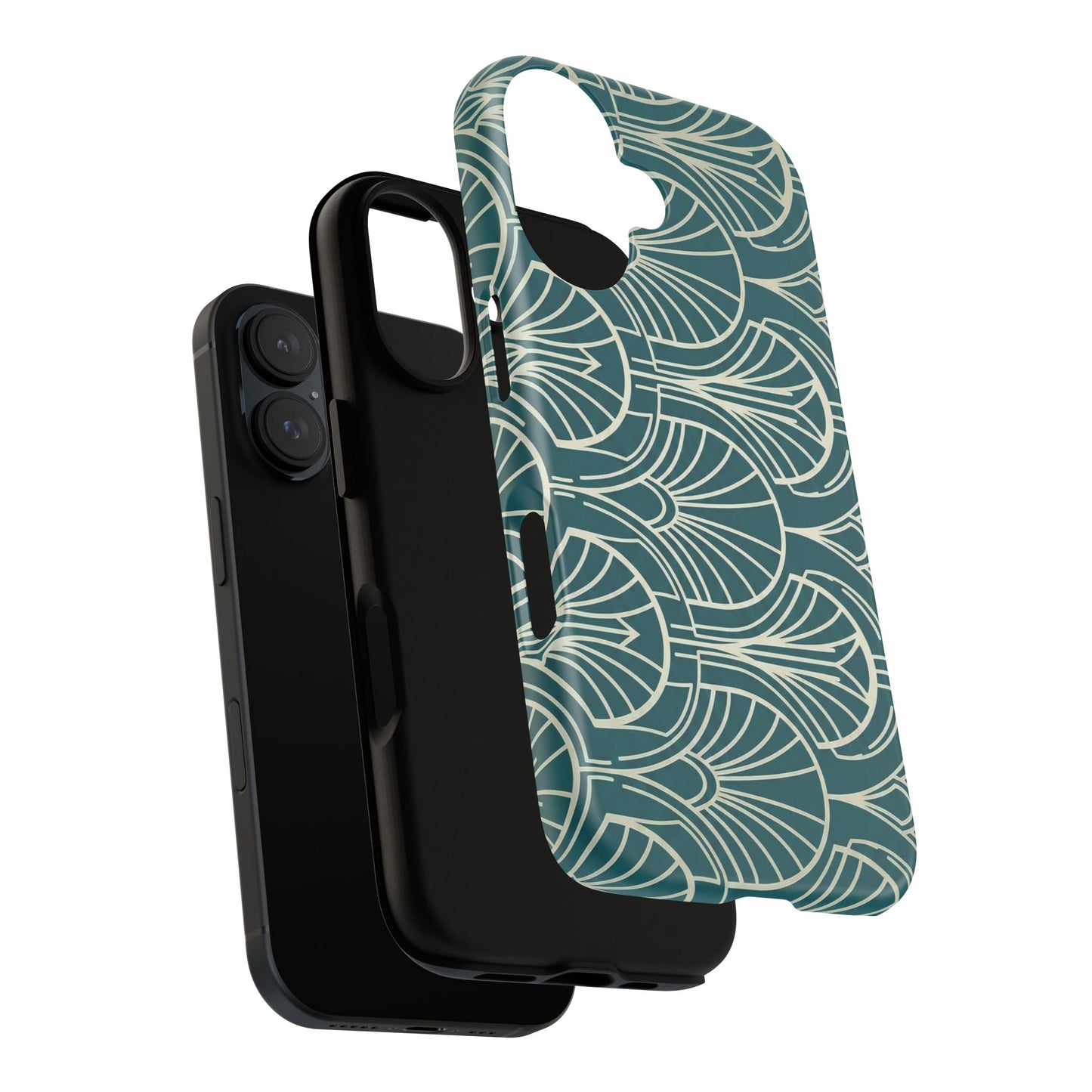 Art Deco Teal Pattern Tough Phone Case — Vintage Geometric Protective Case