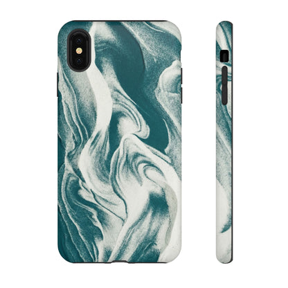 Marble Teal Tough Phone Case — Swirl Pattern Protective Cover