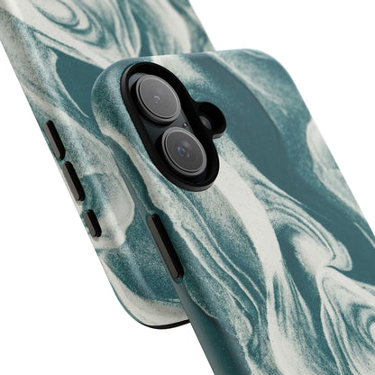 Marble Teal Tough Phone Case — Swirl Pattern Protective Cover