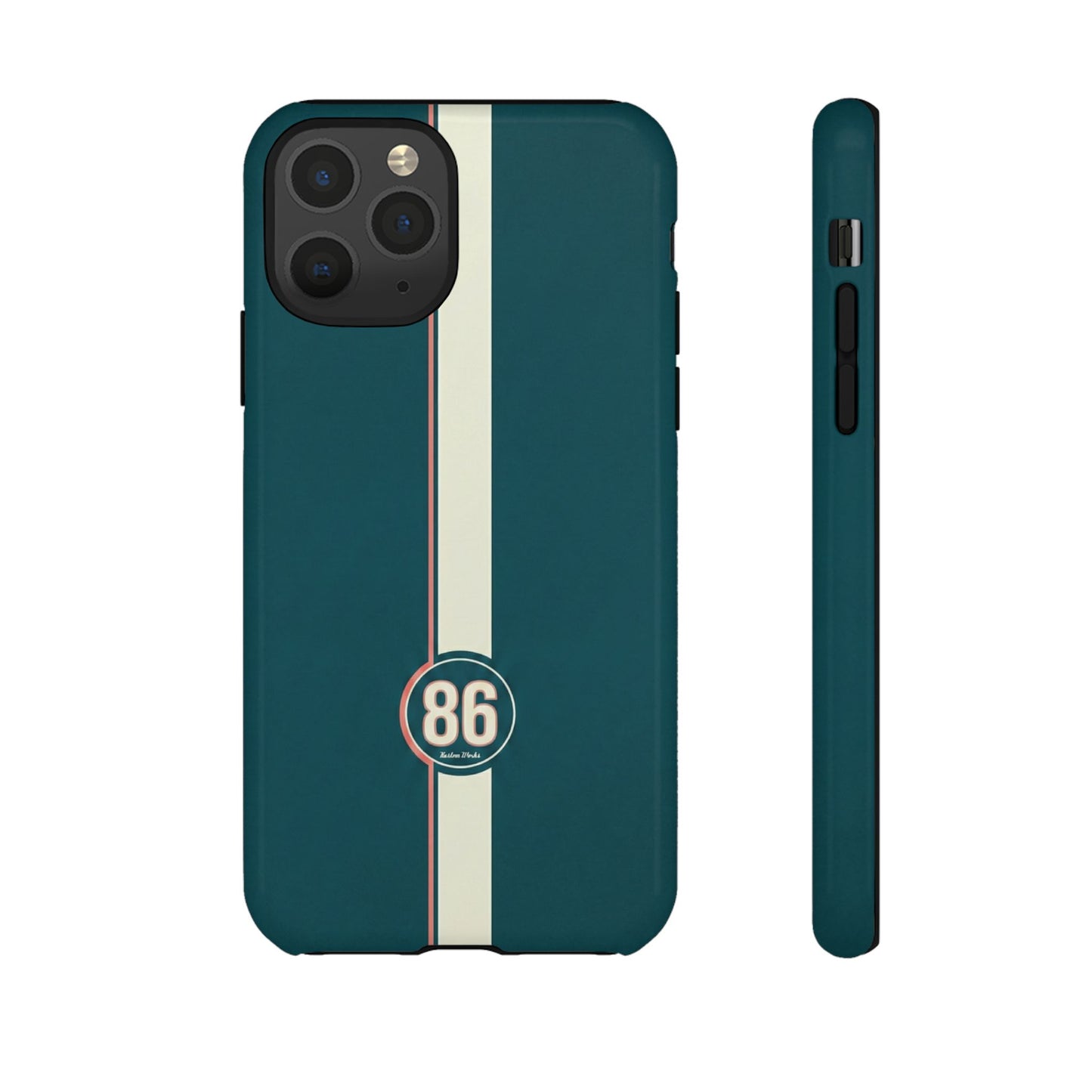 Racing Stripe Phone Case - Retro Teal with Number 86