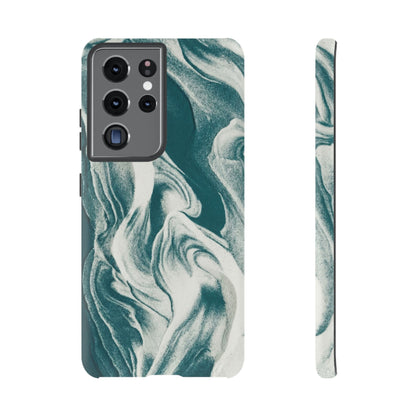 Teal Marble Tough Phone Case — Protective Artistic Swirl Design
