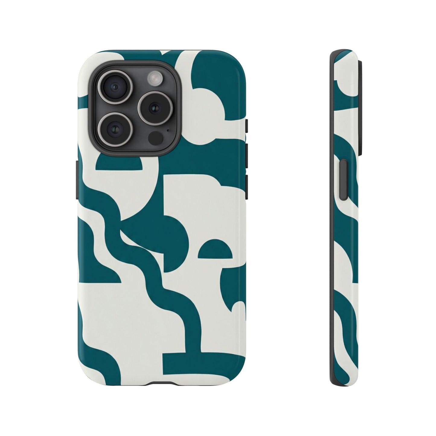 Abstract Teal Shapes Phone Case — Modern Geometric Tough Case