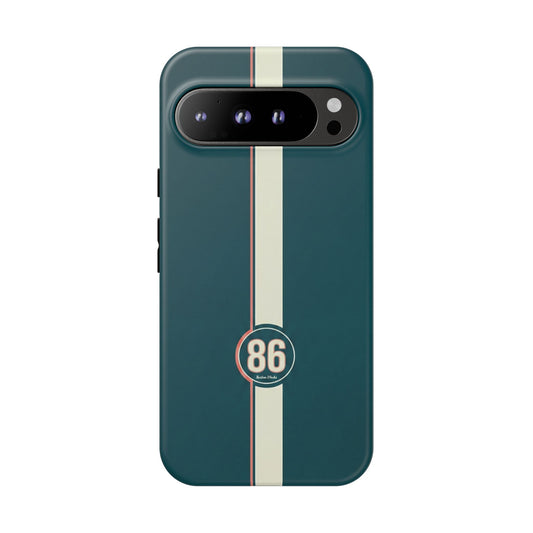Racing Stripe Phone Case - Retro Teal with Number 86