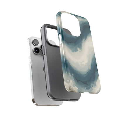 Ocean Wave Marble Phone Case — Teal & Ivory Abstract Tough Case