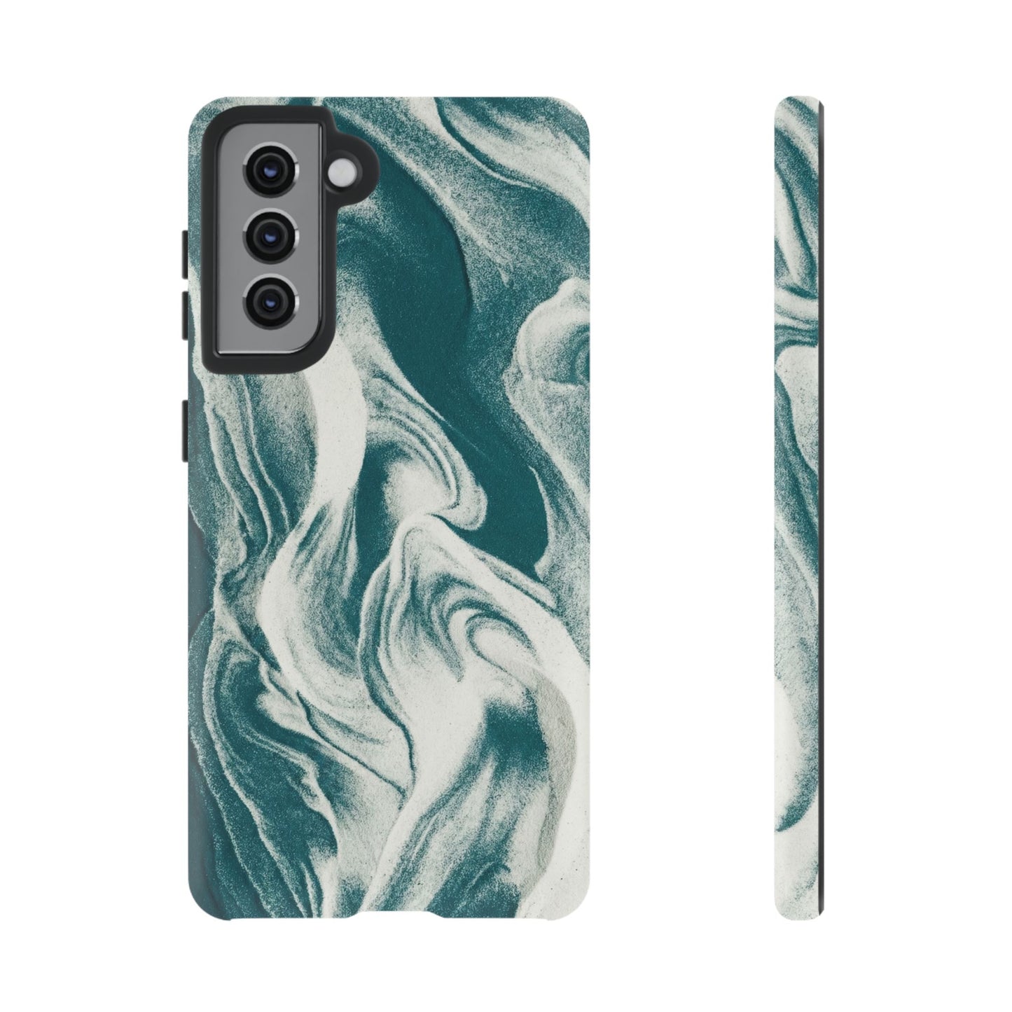 Teal Marble Tough Phone Case — Protective Artistic Swirl Design