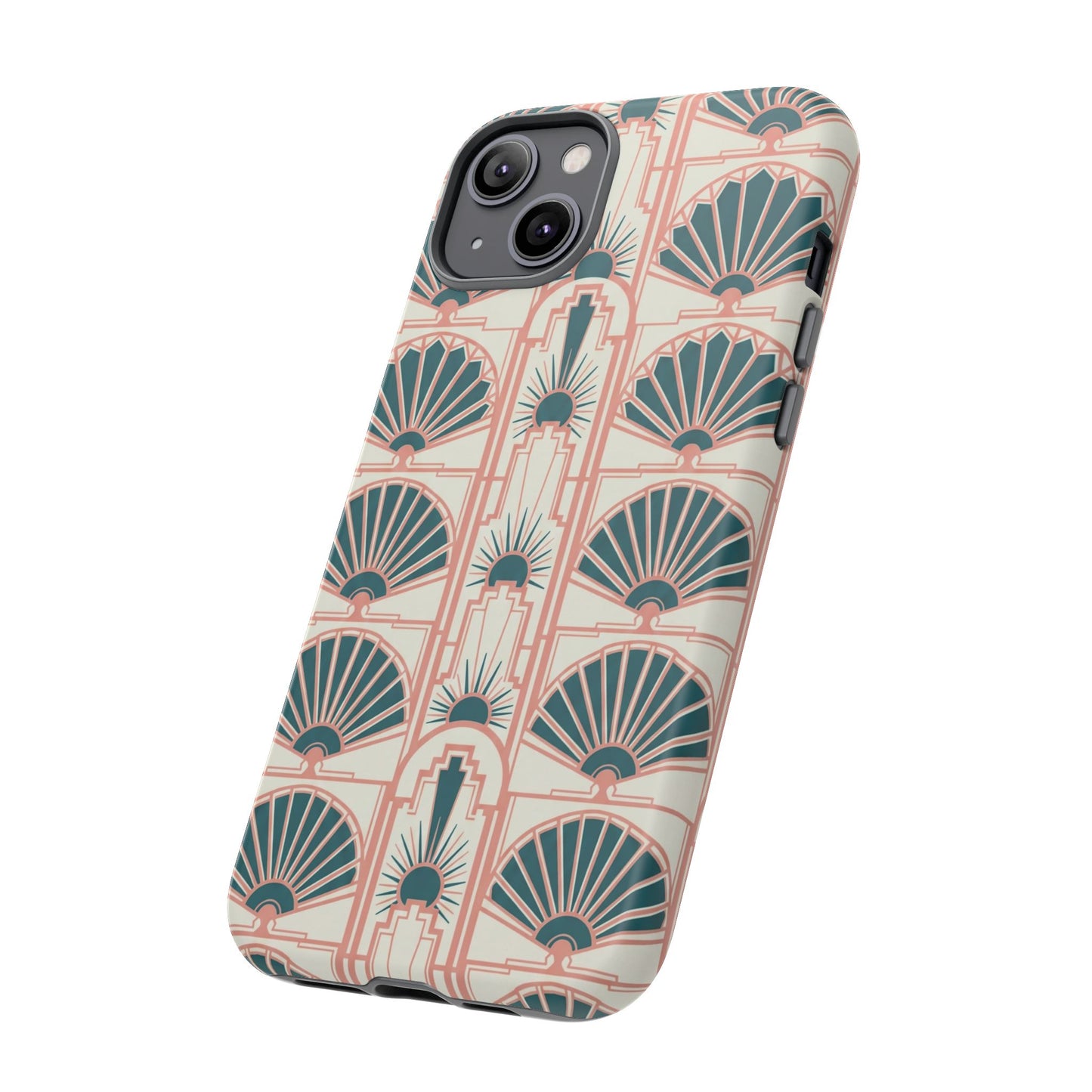Art Deco Fan Pattern Tough Phone Case — Retro Geometric iPhone Cover