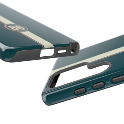 Racing Stripe Phone Case - Retro Teal with Number 86