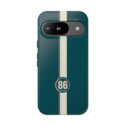 Racing Stripe Phone Case - Retro Teal with Number 86