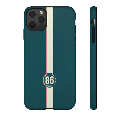 Racing Stripe Phone Case - Retro Teal with Number 86