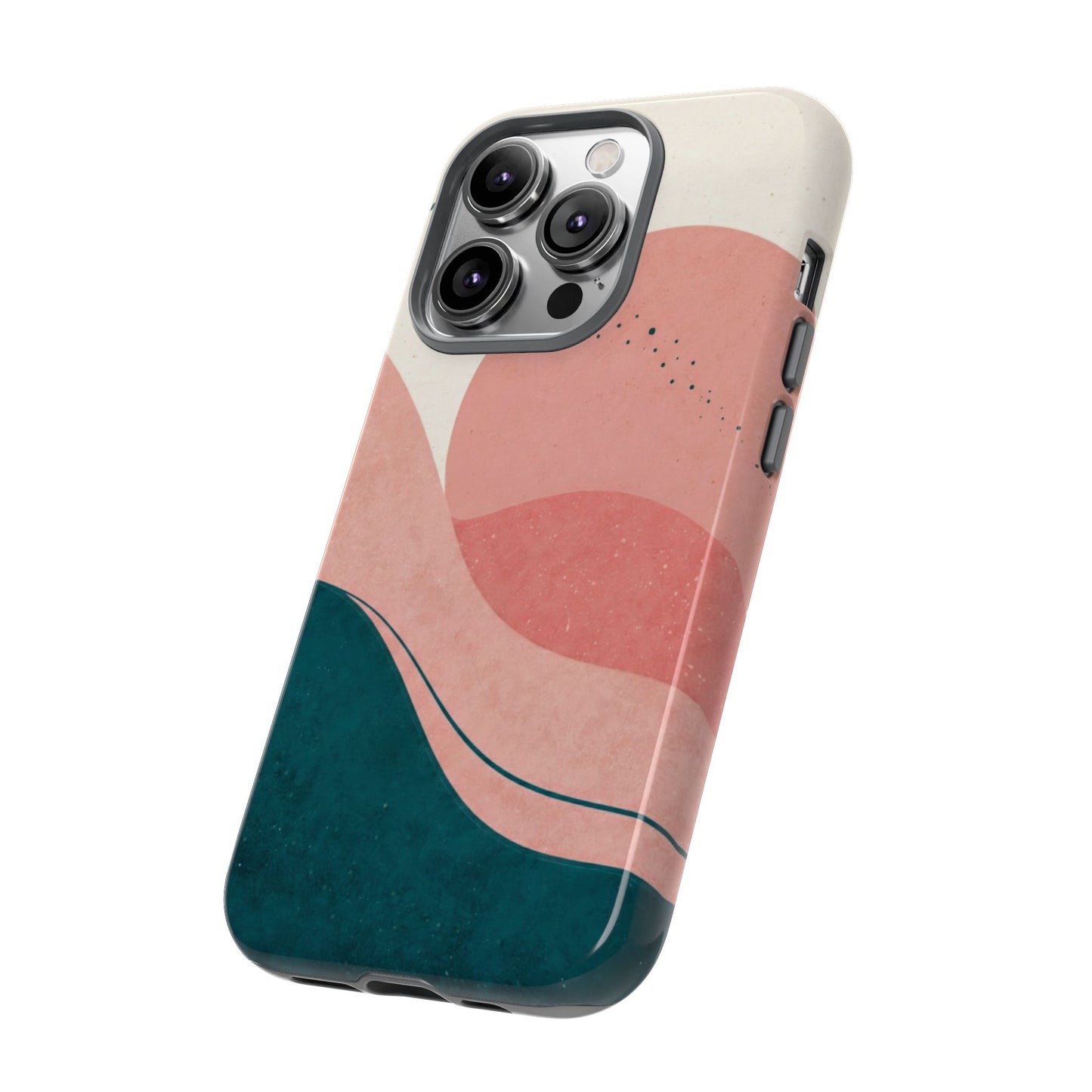 Abstract Sunset Phone Case — Pink & Teal Wave Tough Case